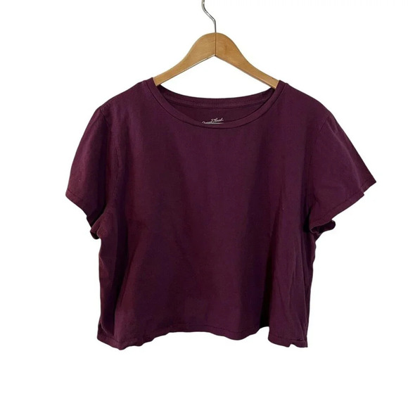 Universal Thread Cropped Eggplant Purple Top Womens Plus Size XXL Plain Basic - Picture 1 of 3